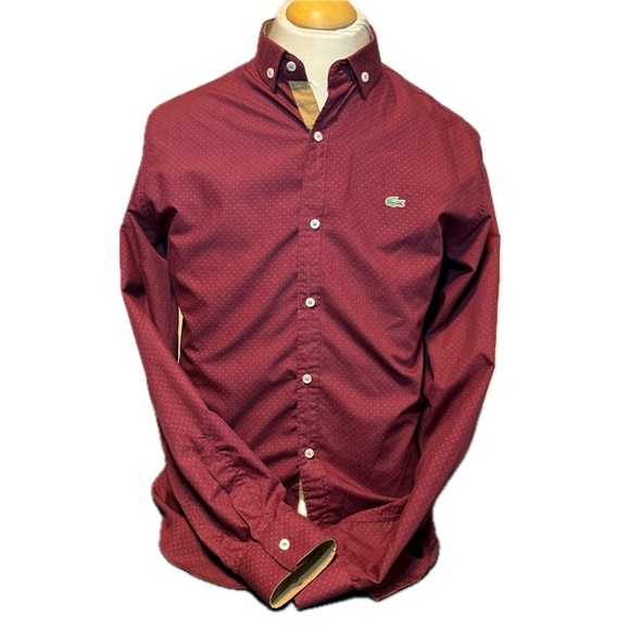 Lacoste Other - Stunning Lacoste Dress Shirt in deep red with pattern 16 3/4 neck marked  XL hot